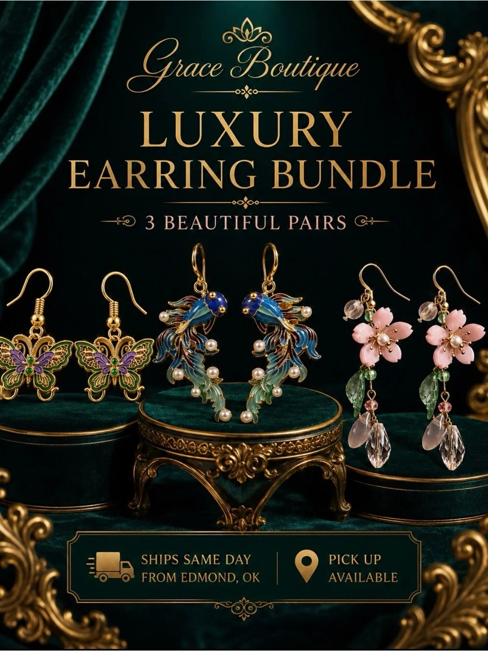 Gold and Multicolor 11-Pair Women’s Earring Bundle
